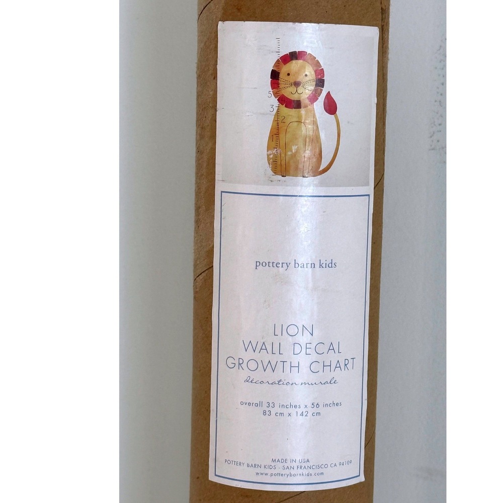 Pottery Barn Kids Lion Wall Decal Growth Chart Nursery Decor 33x56" NEW